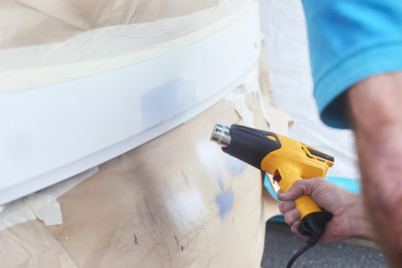 Drying paintwork with heat gun